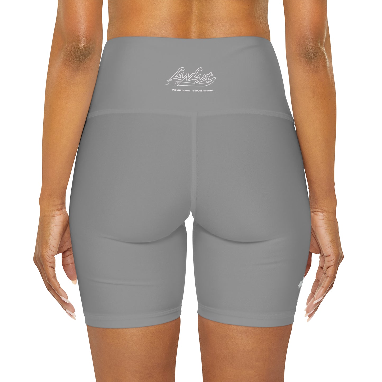 High Waisted "Cross" Yoga Shorts (Grey & White)