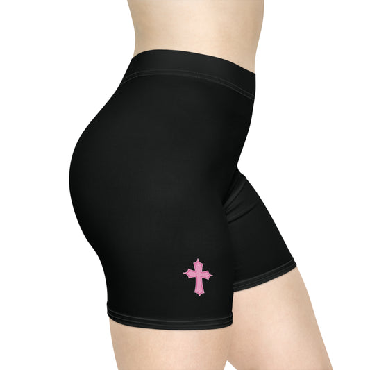Summer Women's "Cross" Biker Shorts (Black & Pink)