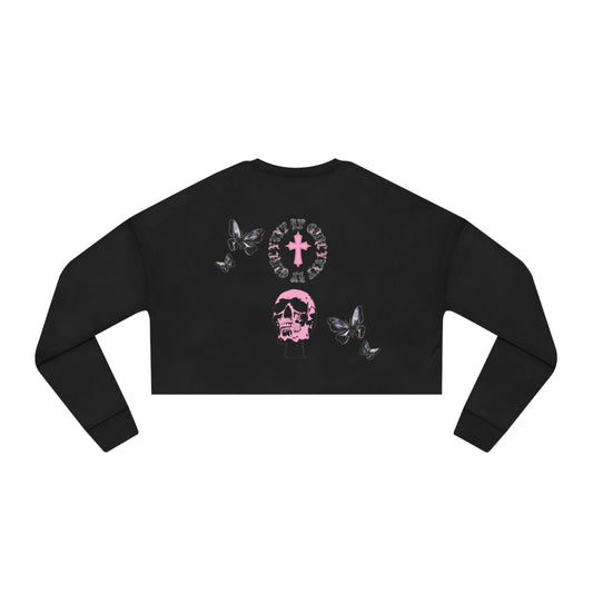 Women's Cropped "Cross" Sweatshirt (Black & Pink)