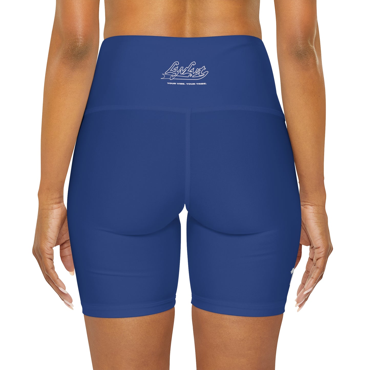 High Waisted "Cross" Yoga Shorts (Blue)