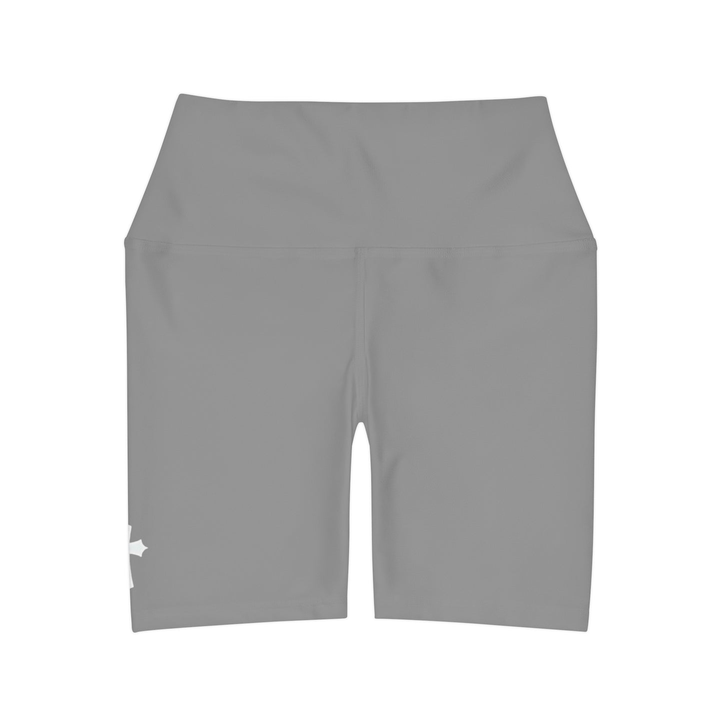 High Waisted "Cross" Yoga Shorts (Grey & White)