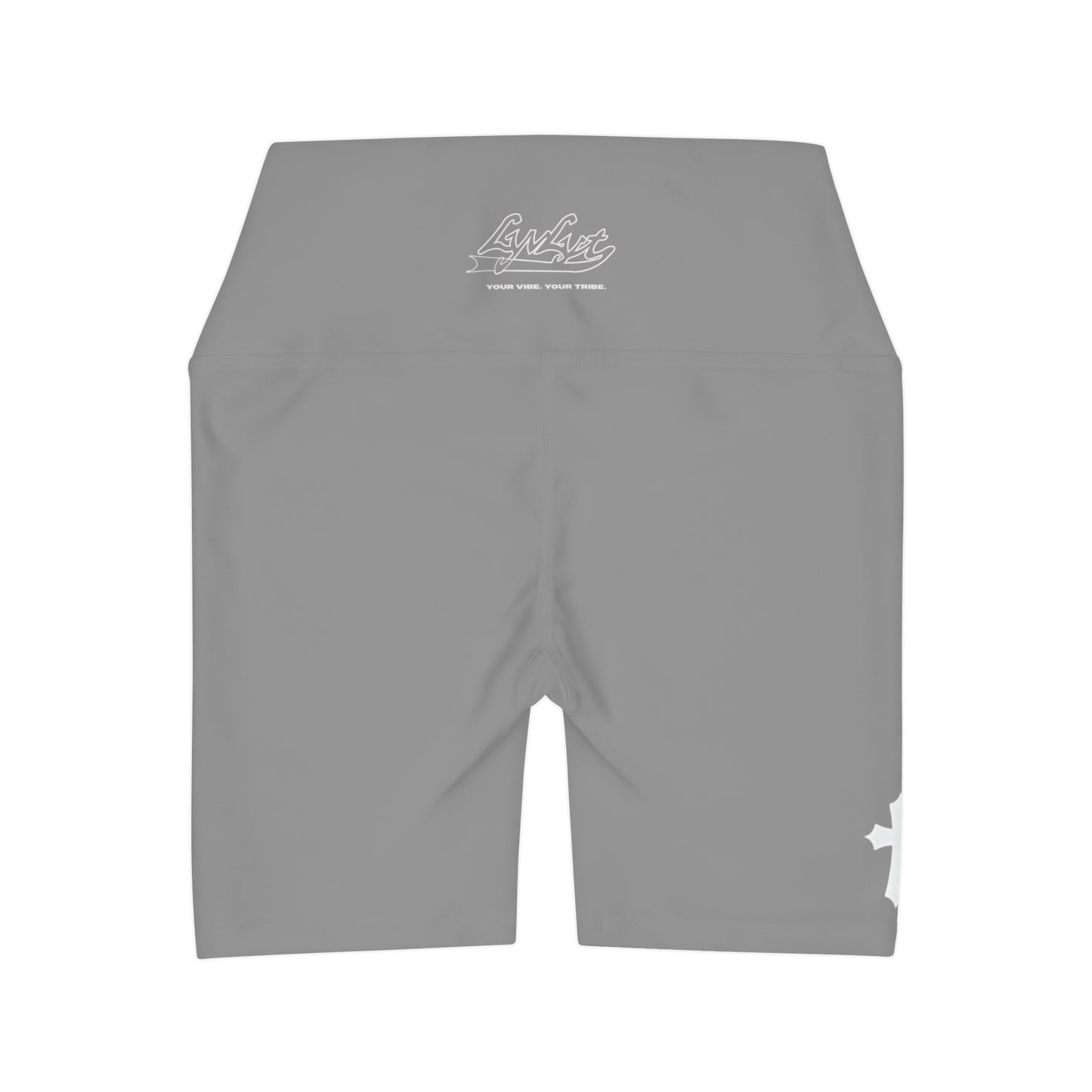 High Waisted "Cross" Yoga Shorts (Grey & White)