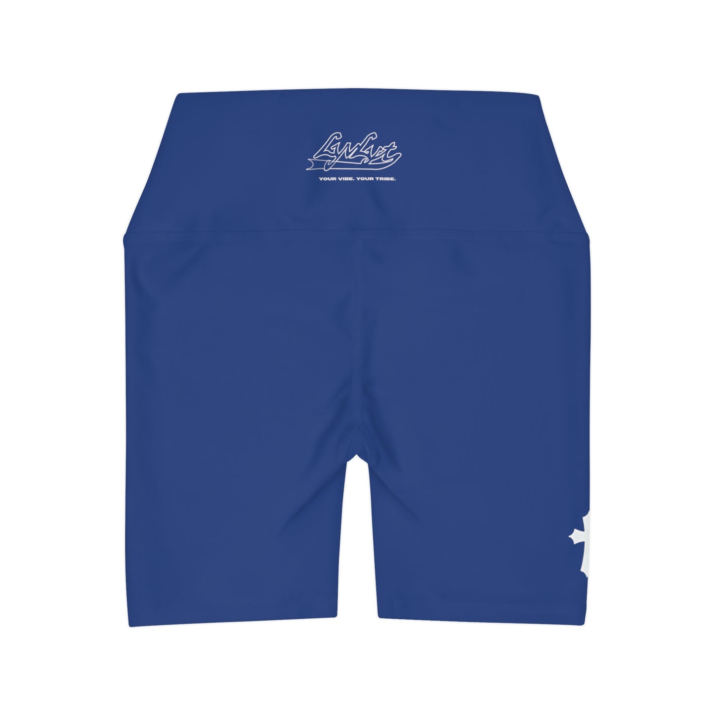 High Waisted "Cross" Yoga Shorts (Blue)